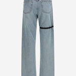 JEANS IN COTONE A GAMBA AMPIA CON FASCIA A CONTRASTO S5WDEJE01 BLUEWASH ALAINPAUL 