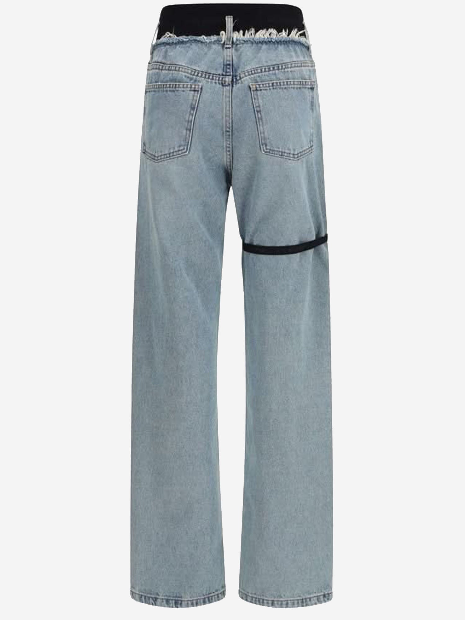 JEANS IN COTONE A GAMBA AMPIA CON FASCIA A CONTRASTO S5WDEJE01 BLUEWASH ALAINPAUL 