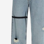 JEANS IN COTONE A GAMBA AMPIA CON FASCIA A CONTRASTO S5WDEJE01 BLUEWASH ALAINPAUL 
