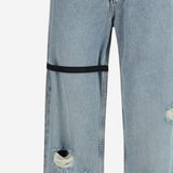 JEANS IN COTONE A GAMBA AMPIA CON FASCIA A CONTRASTO S5WDEJE01 BLUEWASH ALAINPAUL 