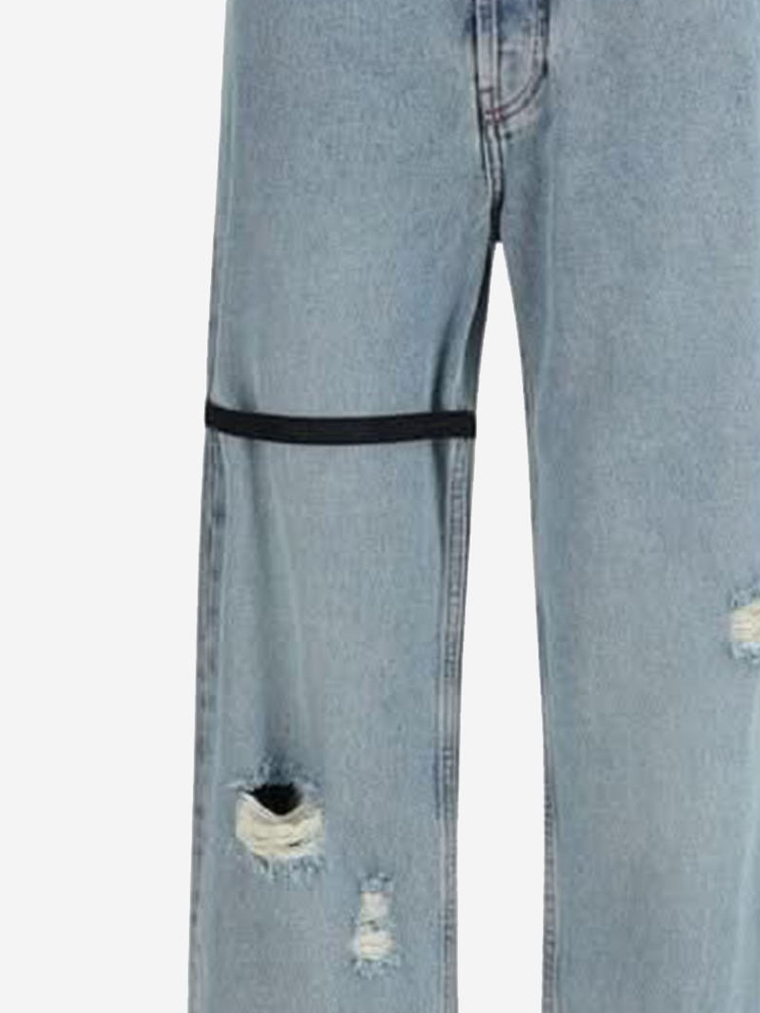 JEANS IN COTONE A GAMBA AMPIA CON FASCIA A CONTRASTO S5WDEJE01 BLUEWASH ALAINPAUL 