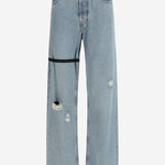 JEANS IN COTONE A GAMBA AMPIA CON FASCIA A CONTRASTO S5WDEJE01 BLUEWASH ALAINPAUL 