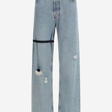 JEANS IN COTONE A GAMBA AMPIA CON FASCIA A CONTRASTO S5WDEJE01 BLUEWASH ALAINPAUL 