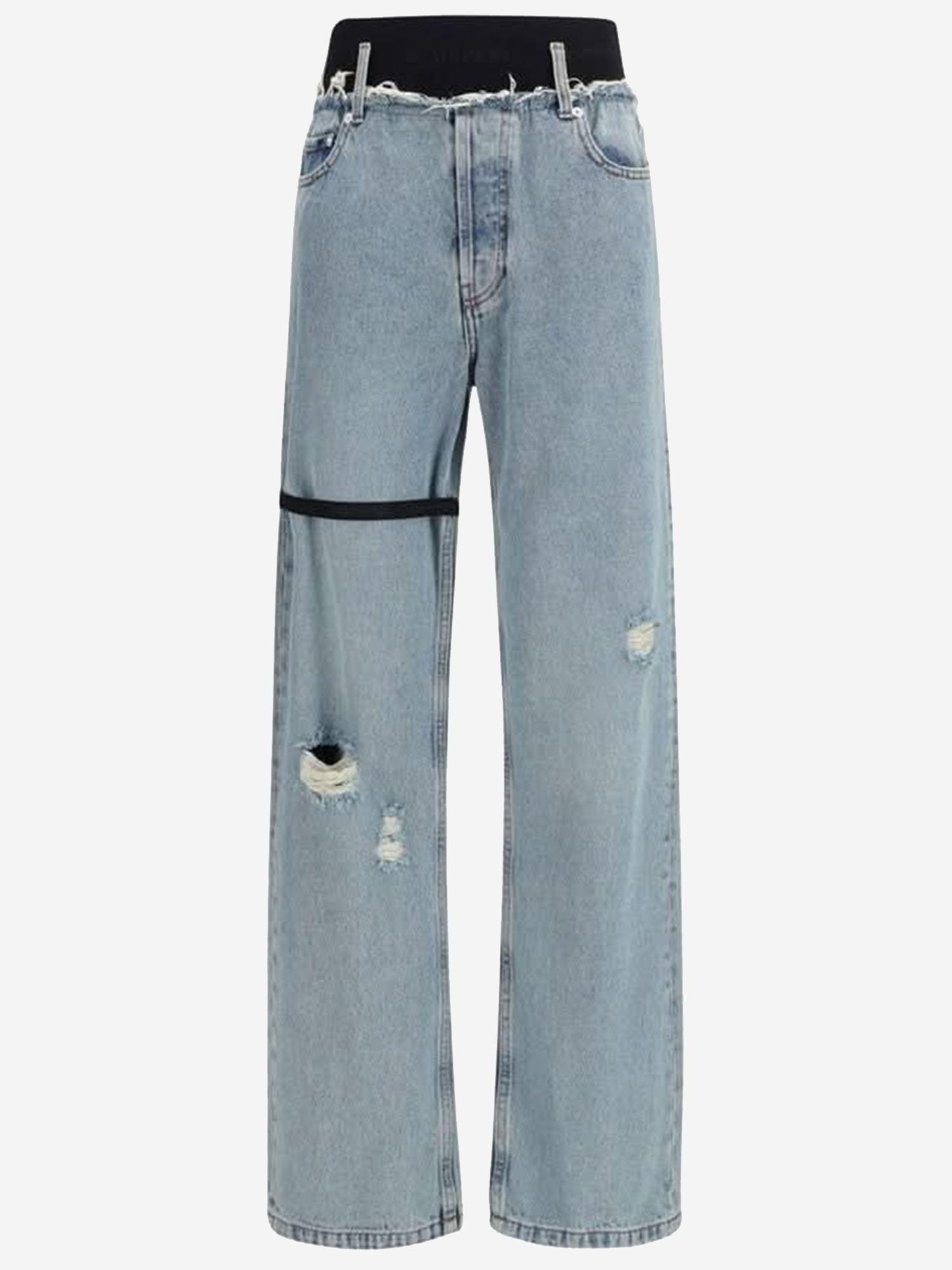 JEANS IN COTONE A GAMBA AMPIA CON FASCIA A CONTRASTO S5WDEJE01 BLUEWASH ALAINPAUL 