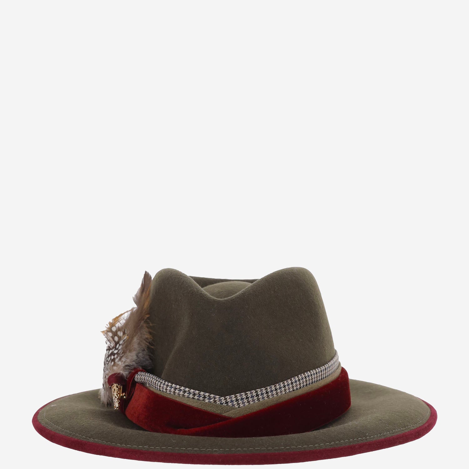 CAPPELLO IN LANA ALA8CONPLUMASXXL MARRONPATADEGALLO ALEXIA ALVAREZ DE TOLEDO 