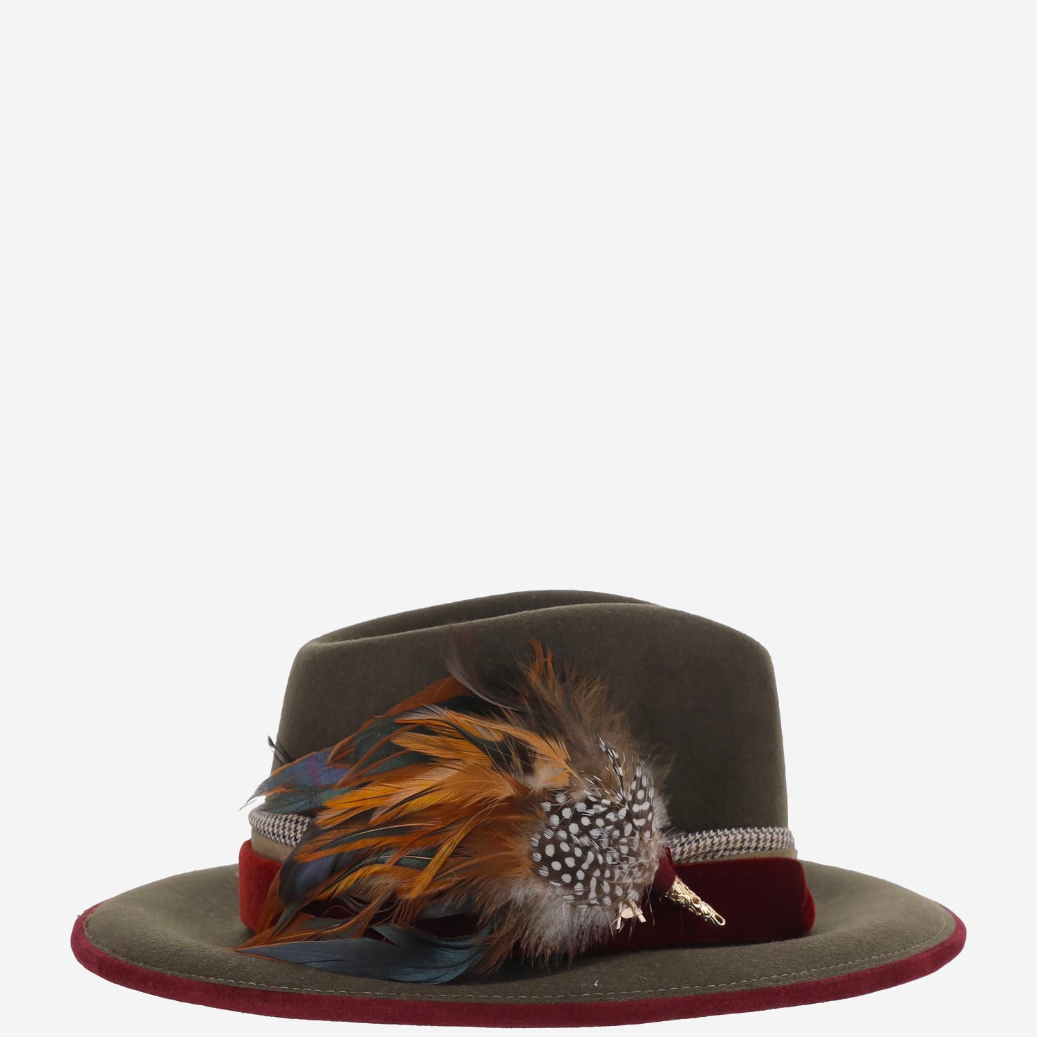 CAPPELLO IN LANA ALA8CONPLUMASXXL MARRONPATADEGALLO ALEXIA ALVAREZ DE TOLEDO 