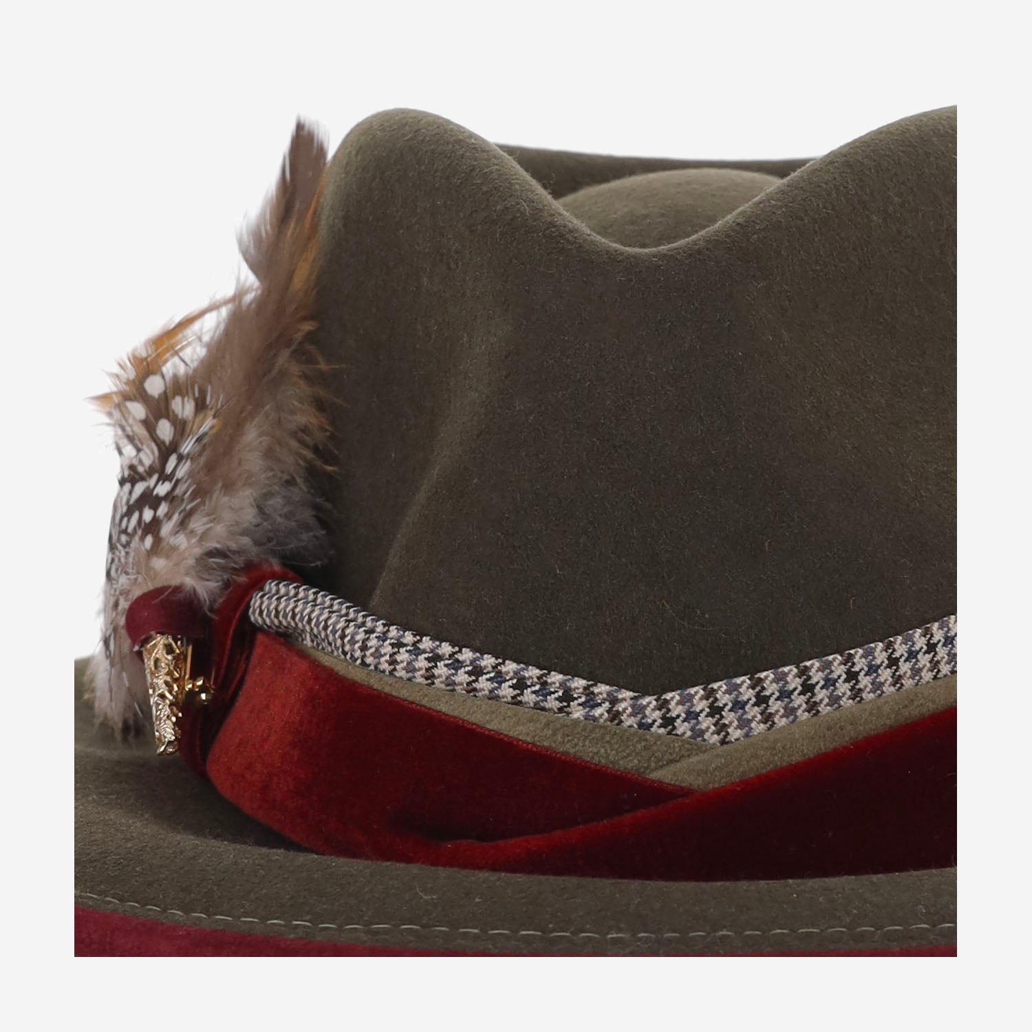 CAPPELLO IN LANA ALA8CONPLUMASXXL MARRONPATADEGALLO ALEXIA ALVAREZ DE TOLEDO 