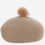 CASQUETE IN LANA RIGIDA CON POMPON CASQUETELANAMERINOPOMPON BEIGE ALEXIA ALVAREZ DE TOLEDO 