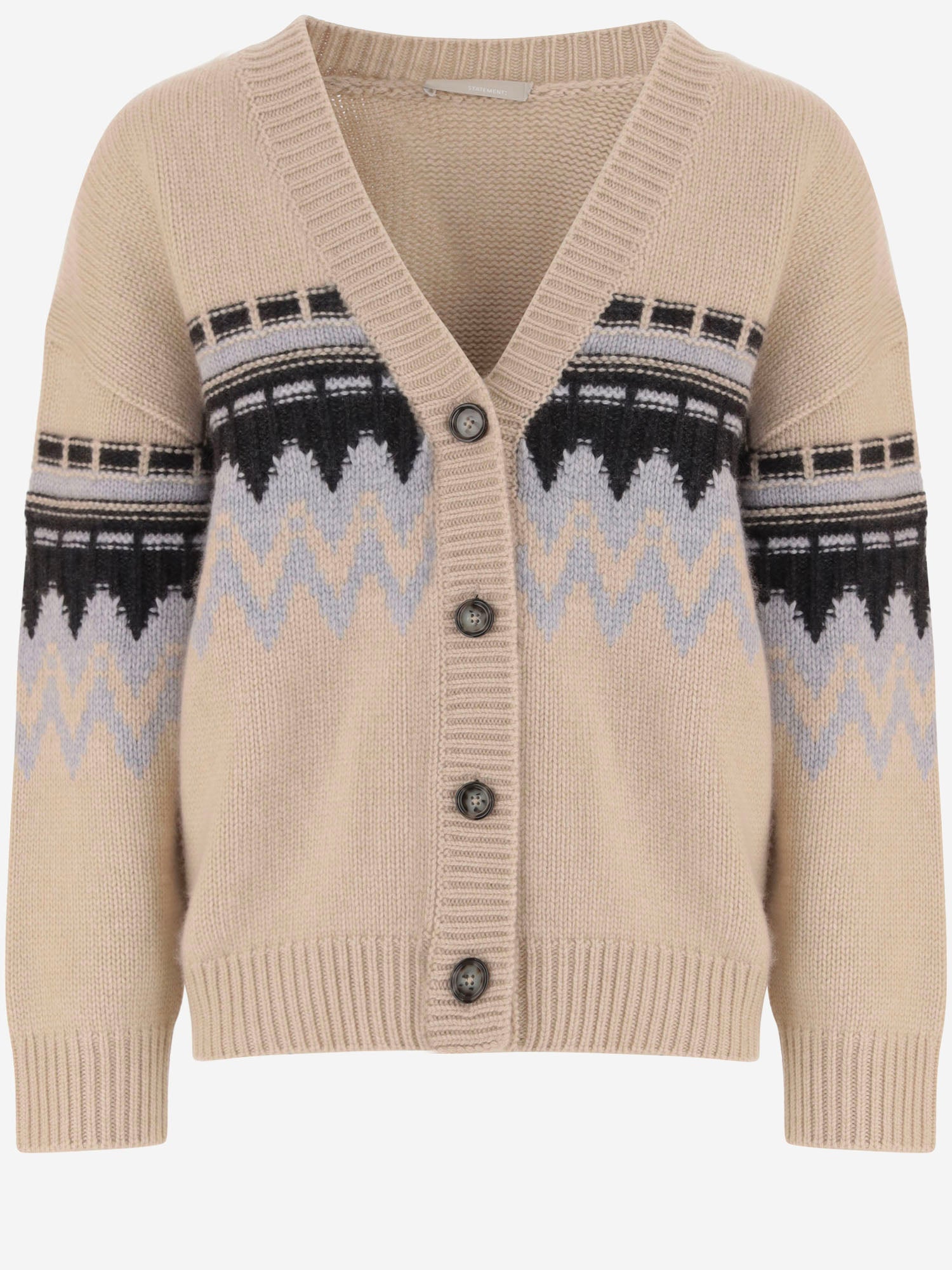 CARDIGAN IN CASHMERE CON MOTIVO GEOMETRICO 26551000 909 ALLUDE 