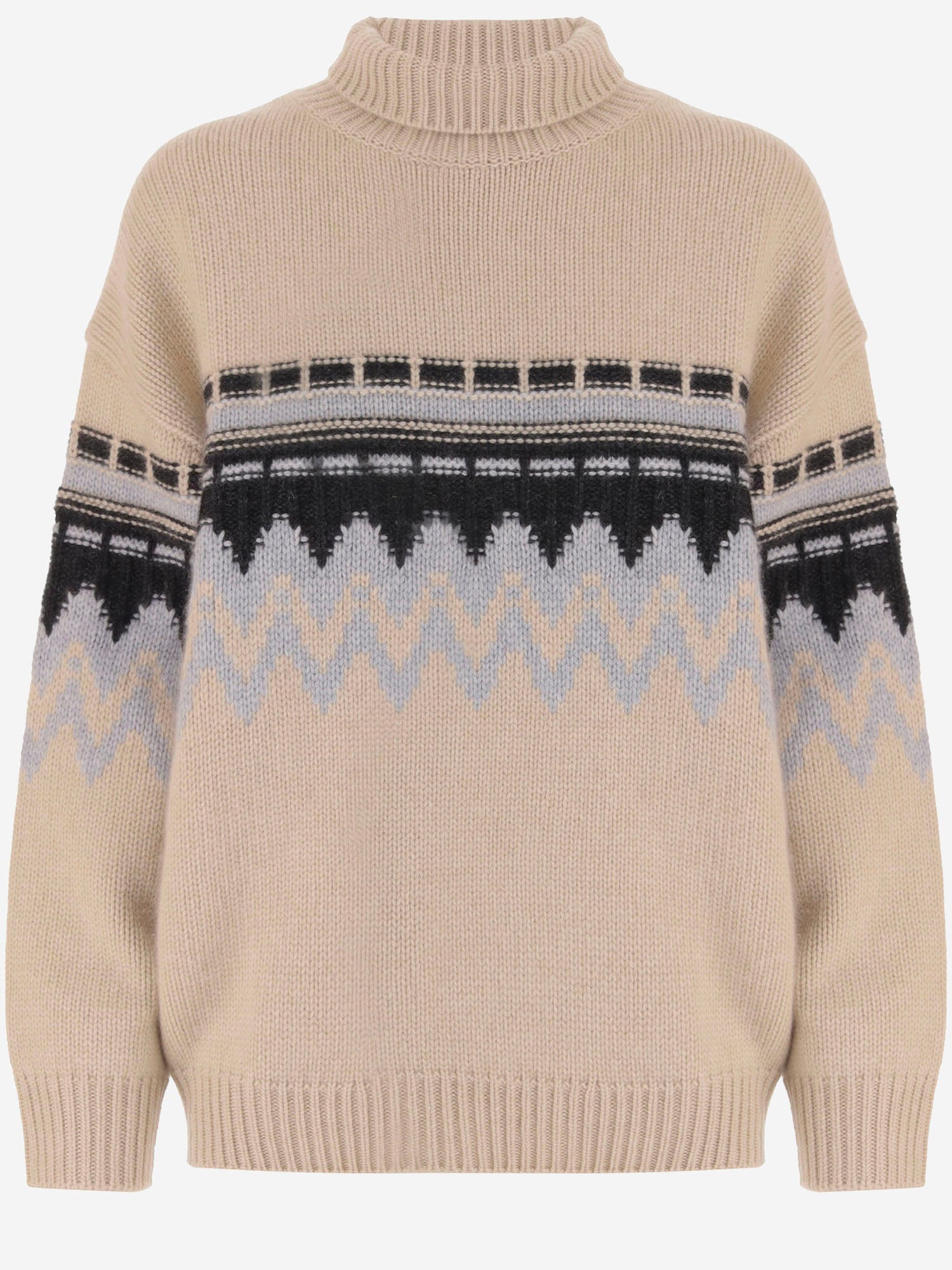 MAGLIONE IN CASHMERE CON MOTIVO GEOMETRICO 26551001 909 ALLUDE 