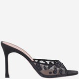 SANDALI ALEXA IN MESH E SUEDE CON MOTIVO ANIMALIER ALEXAMESHSLIPPER95 BLACKLEOPARD AMINA MUADDI 
