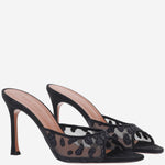 SANDALI ALEXA IN MESH E SUEDE CON MOTIVO ANIMALIER ALEXAMESHSLIPPER95 BLACKLEOPARD AMINA MUADDI 