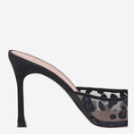 SANDALI ALEXA IN MESH E SUEDE CON MOTIVO ANIMALIER ALEXAMESHSLIPPER95 BLACKLEOPARD AMINA MUADDI 