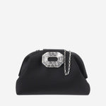 BORSA CAMELIA IN SATIN CON CRISTALLI CAMELIA BLACKSILVER AMINA MUADDI 