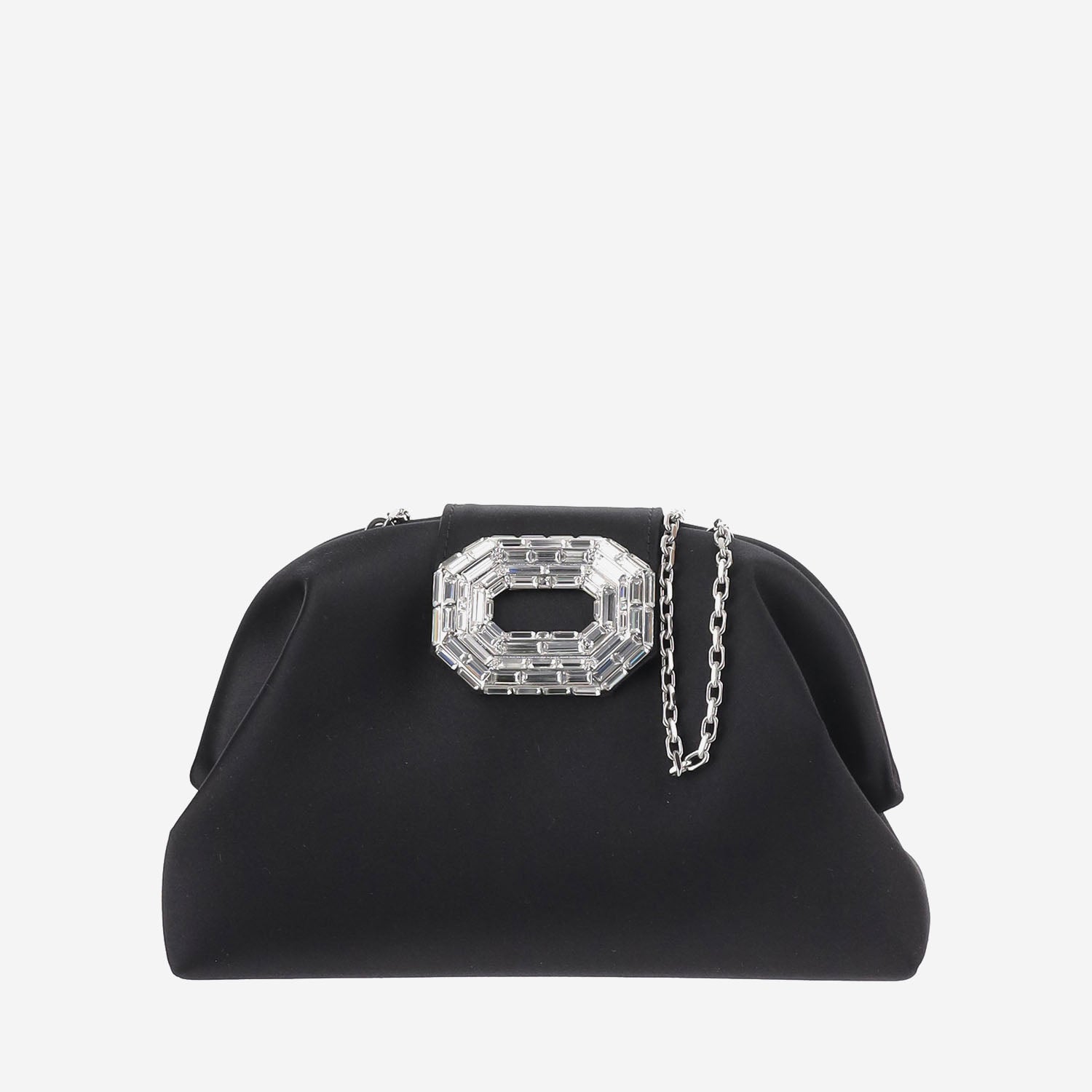 BORSA CAMELIA IN SATIN CON CRISTALLI CAMELIA BLACKSILVER AMINA MUADDI 