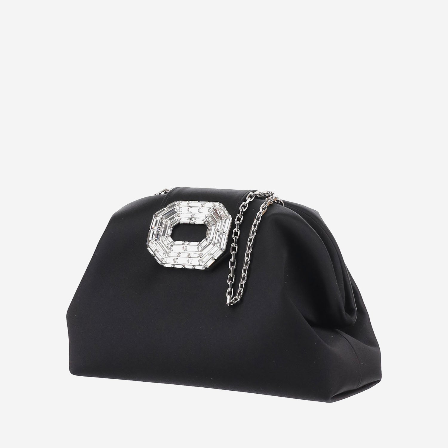 BORSA CAMELIA IN SATIN CON CRISTALLI CAMELIA BLACKSILVER AMINA MUADDI 