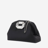BORSA CAMELIA IN SATIN CON CRISTALLI CAMELIA BLACKSILVER AMINA MUADDI 