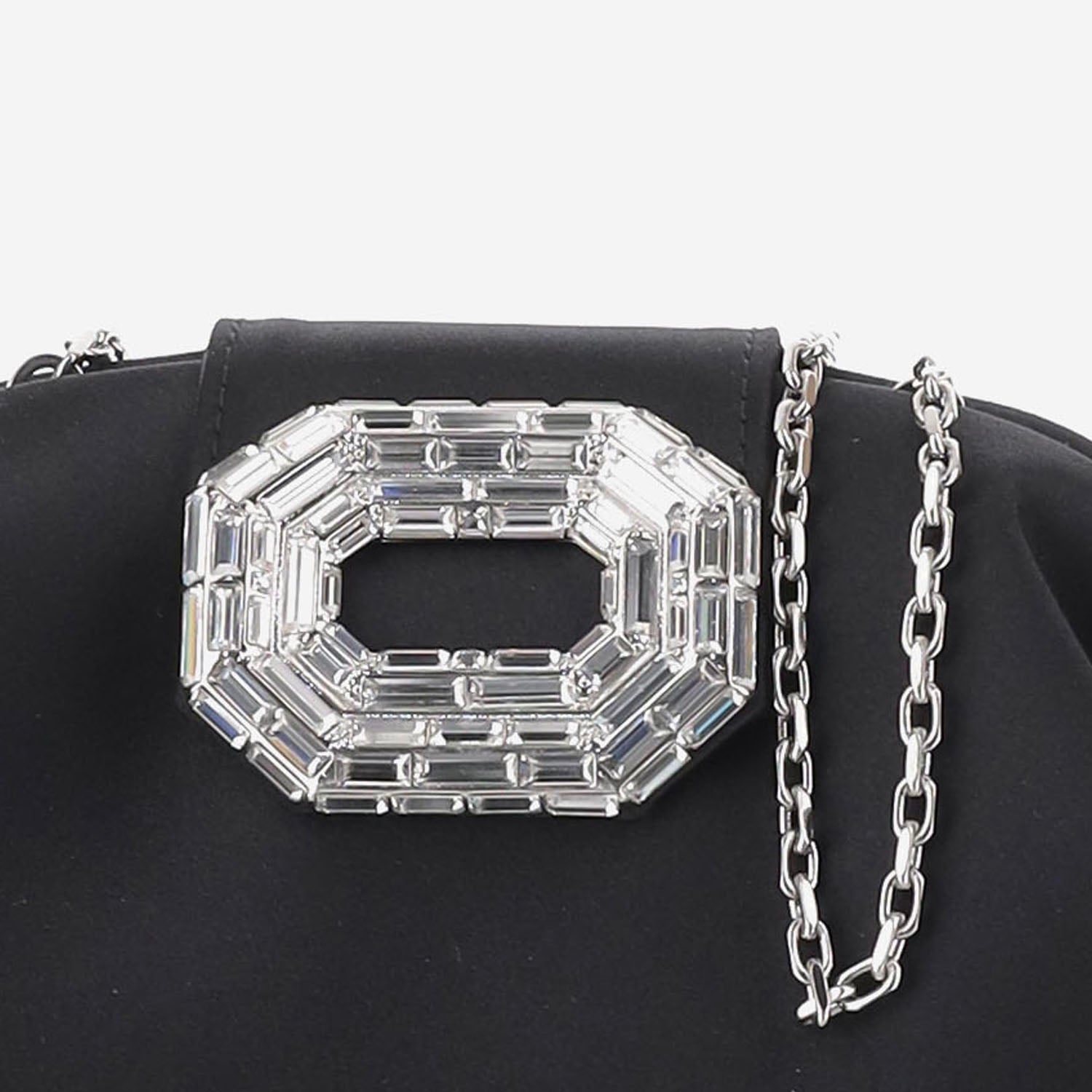 BORSA CAMELIA IN SATIN CON CRISTALLI CAMELIA BLACKSILVER AMINA MUADDI 