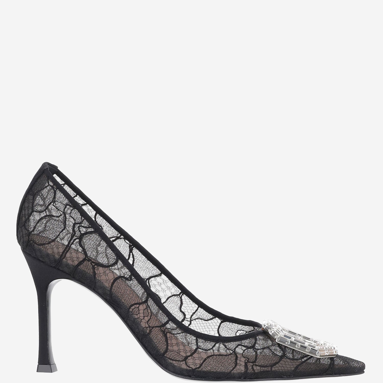 Décolleté Camelia in pizzo CAMELIALACEPUMP90 BLACK AMINA MUADDI 