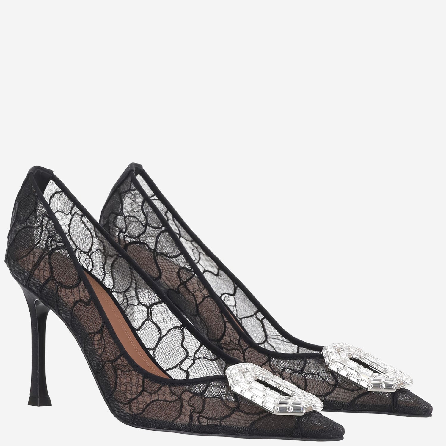 Décolleté Camelia in pizzo CAMELIALACEPUMP90 BLACK AMINA MUADDI 