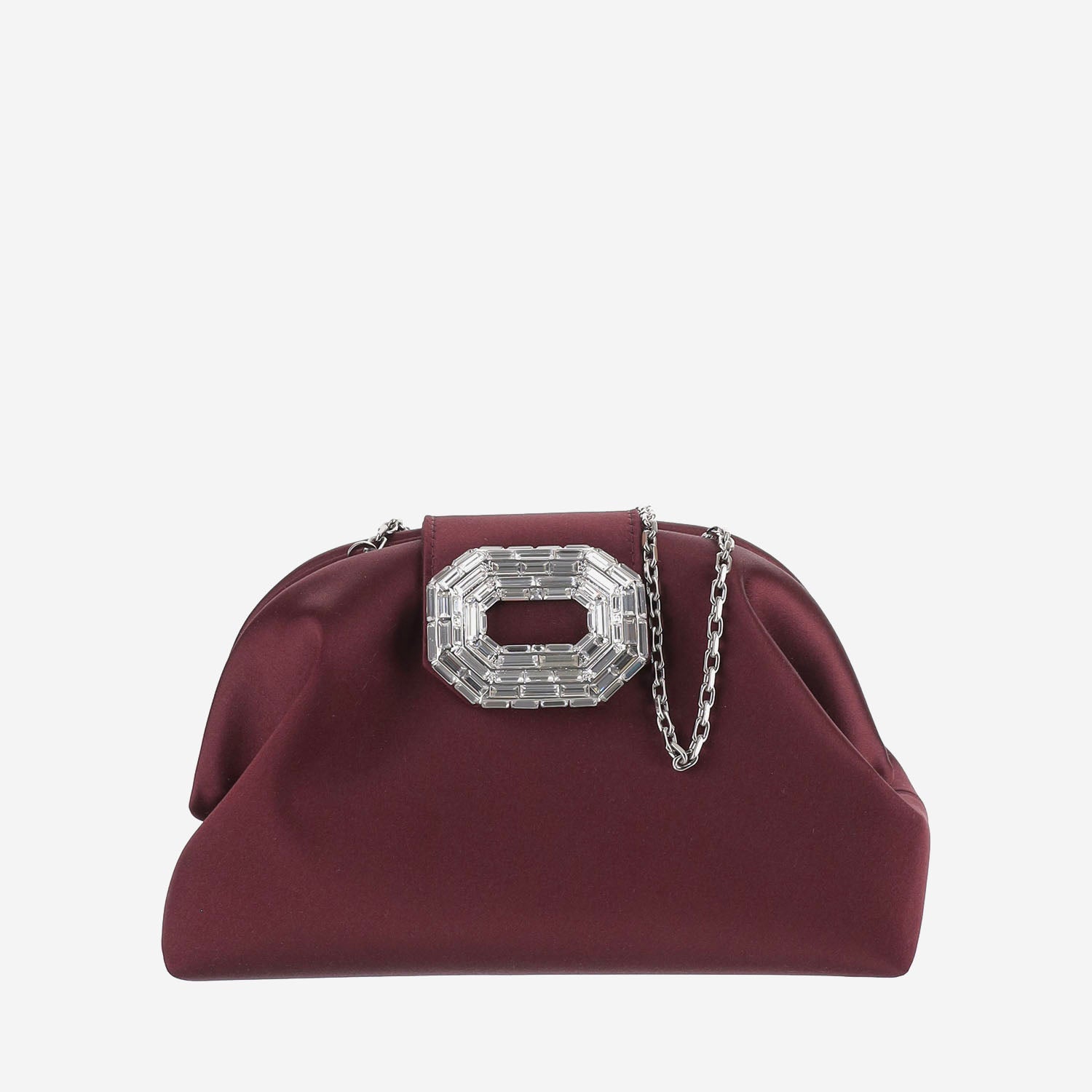 BORSA CAMELIA IN SATIN CON CRISTALLI CAMELIA MERLOTSILVER AMINA MUADDI 