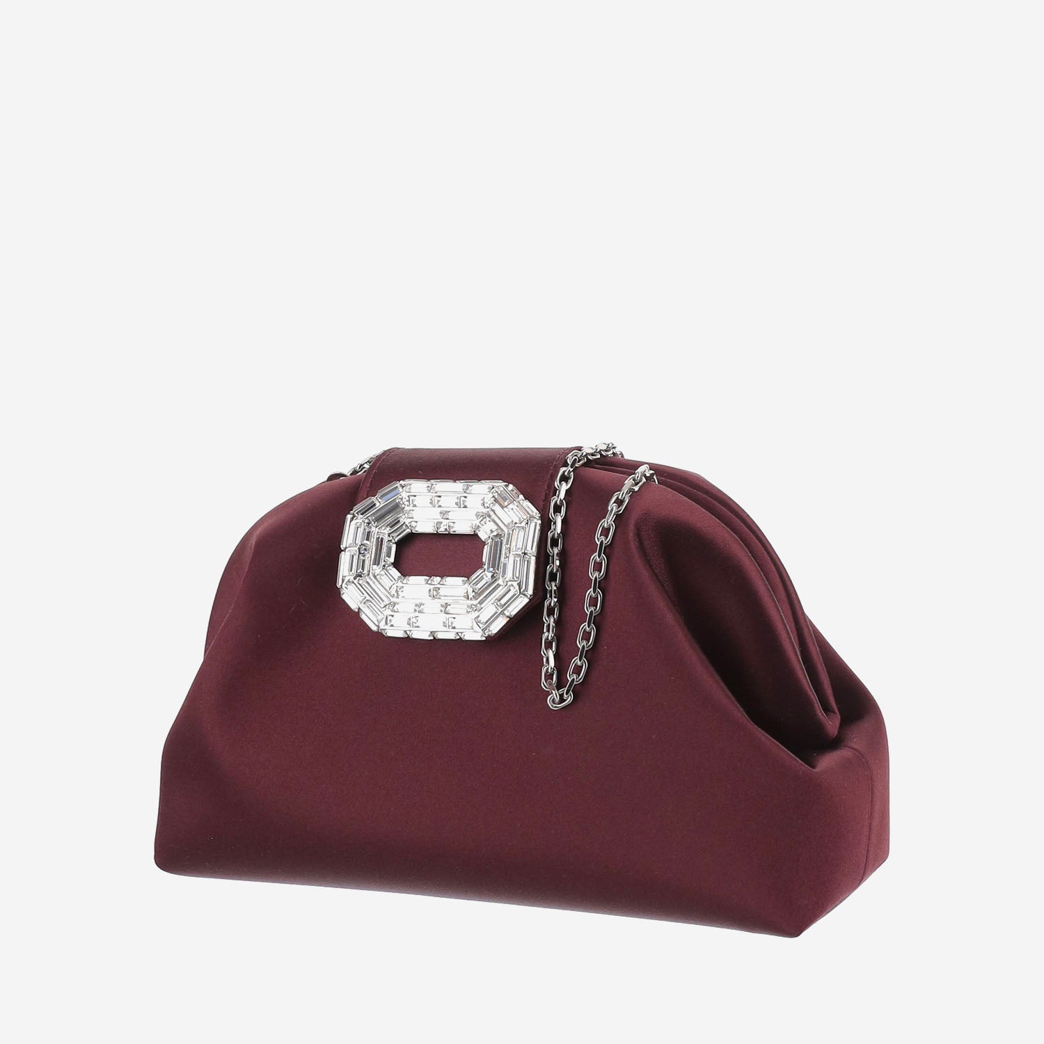 BORSA CAMELIA IN SATIN CON CRISTALLI CAMELIA MERLOTSILVER AMINA MUADDI 