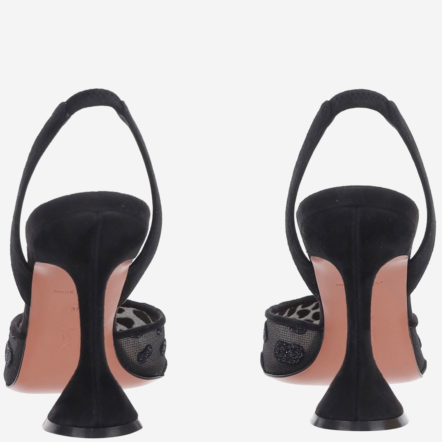 SLINGBACK IN MESH CON MOTIVO ANIMALIER HOLLILACESLING95 BLACK AMINA MUADDI 