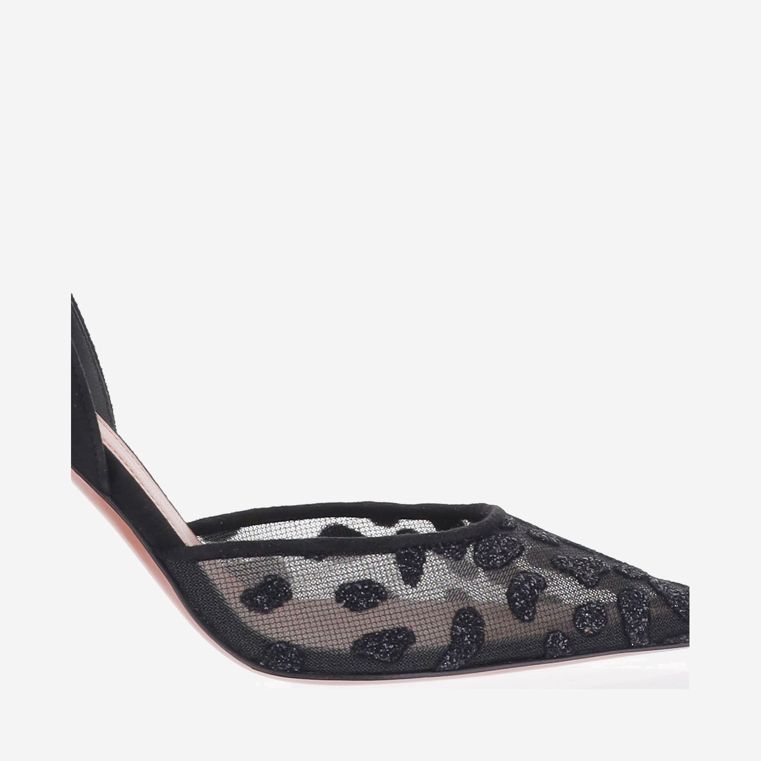 SLINGBACK IN MESH CON MOTIVO ANIMALIER HOLLILACESLING95 BLACK AMINA MUADDI 