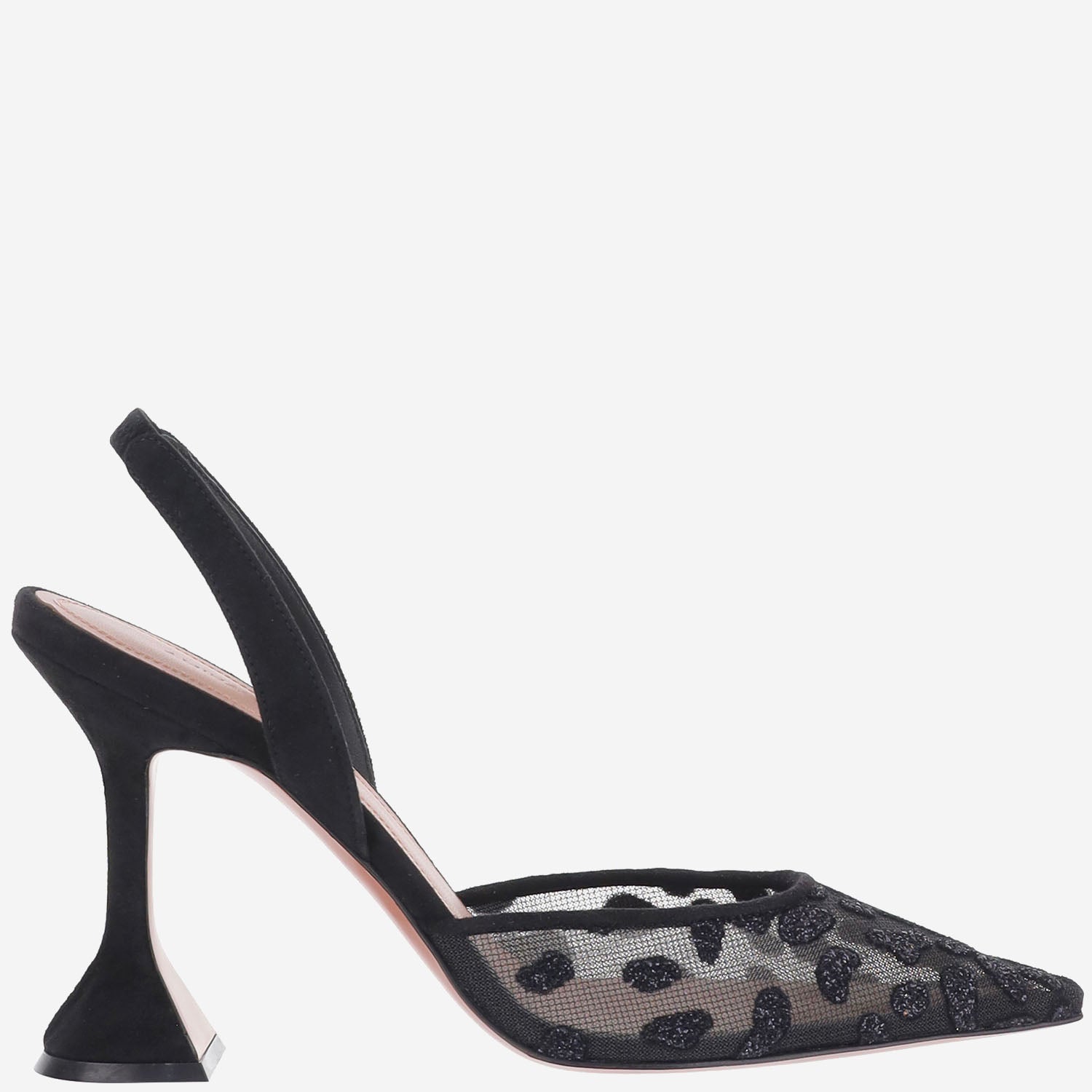 SLINGBACK IN MESH CON MOTIVO ANIMALIER HOLLILACESLING95 BLACK AMINA MUADDI 