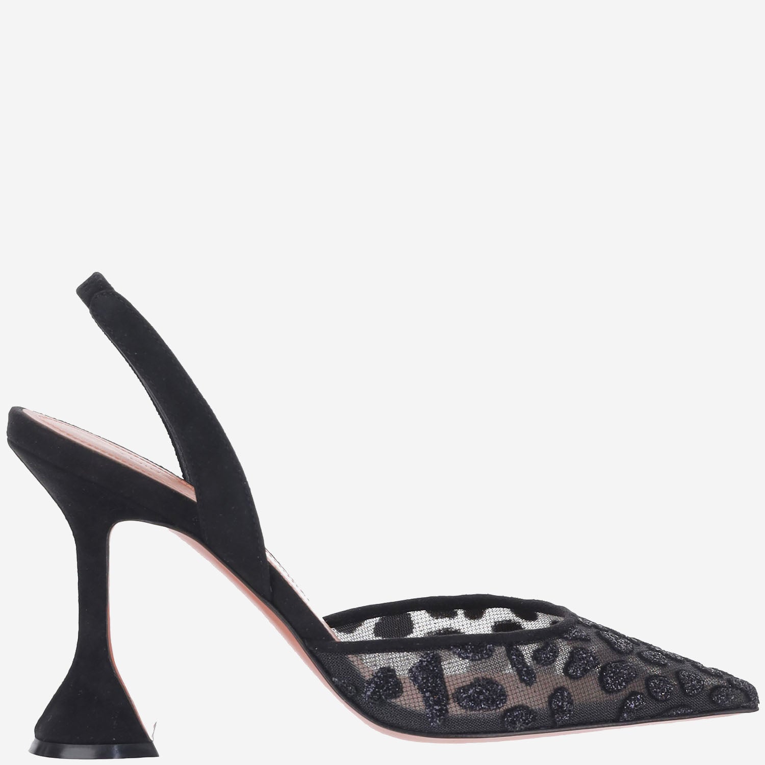 SLINGBACK HOLLI IN MESH CON MOTIVO ANIMALIER HOLLIMESHSLING95 BLACKLEOPARD AMINA MUADDI 