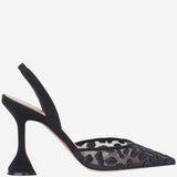 SLINGBACK HOLLI IN MESH CON MOTIVO ANIMALIER HOLLIMESHSLING95 BLACKLEOPARD AMINA MUADDI 