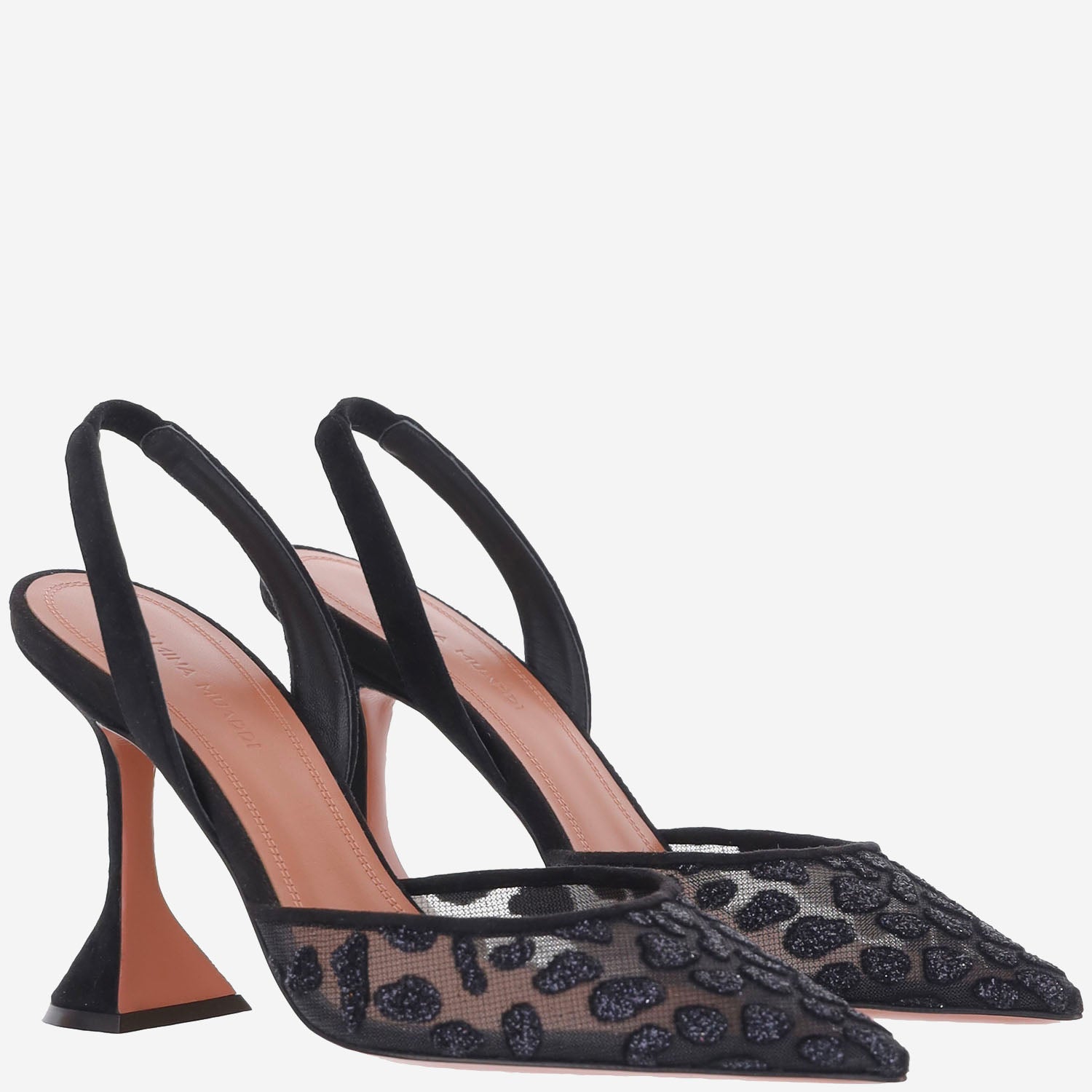 SLINGBACK HOLLI IN MESH CON MOTIVO ANIMALIER HOLLIMESHSLING95 BLACKLEOPARD AMINA MUADDI 