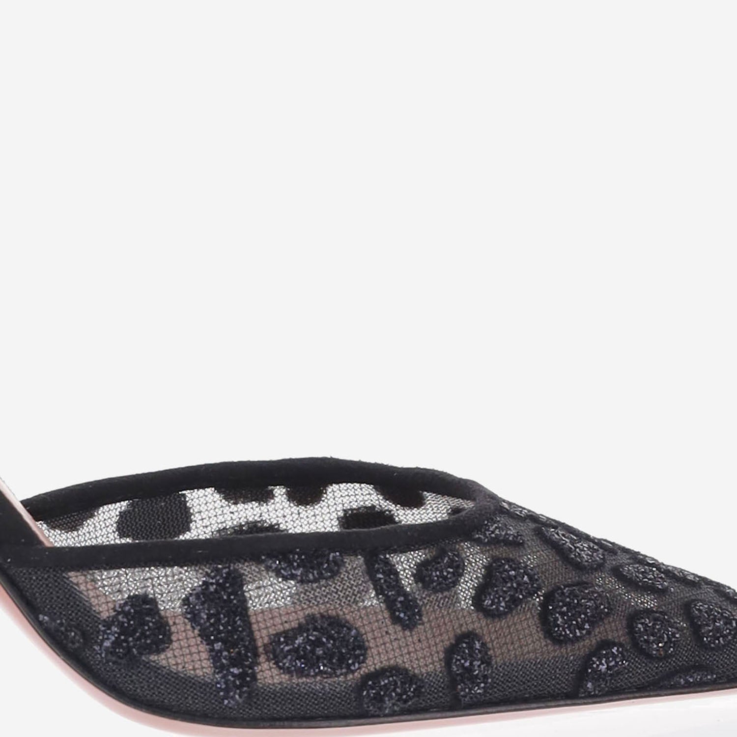 SLINGBACK HOLLI IN MESH CON MOTIVO ANIMALIER HOLLIMESHSLING95 BLACKLEOPARD AMINA MUADDI 