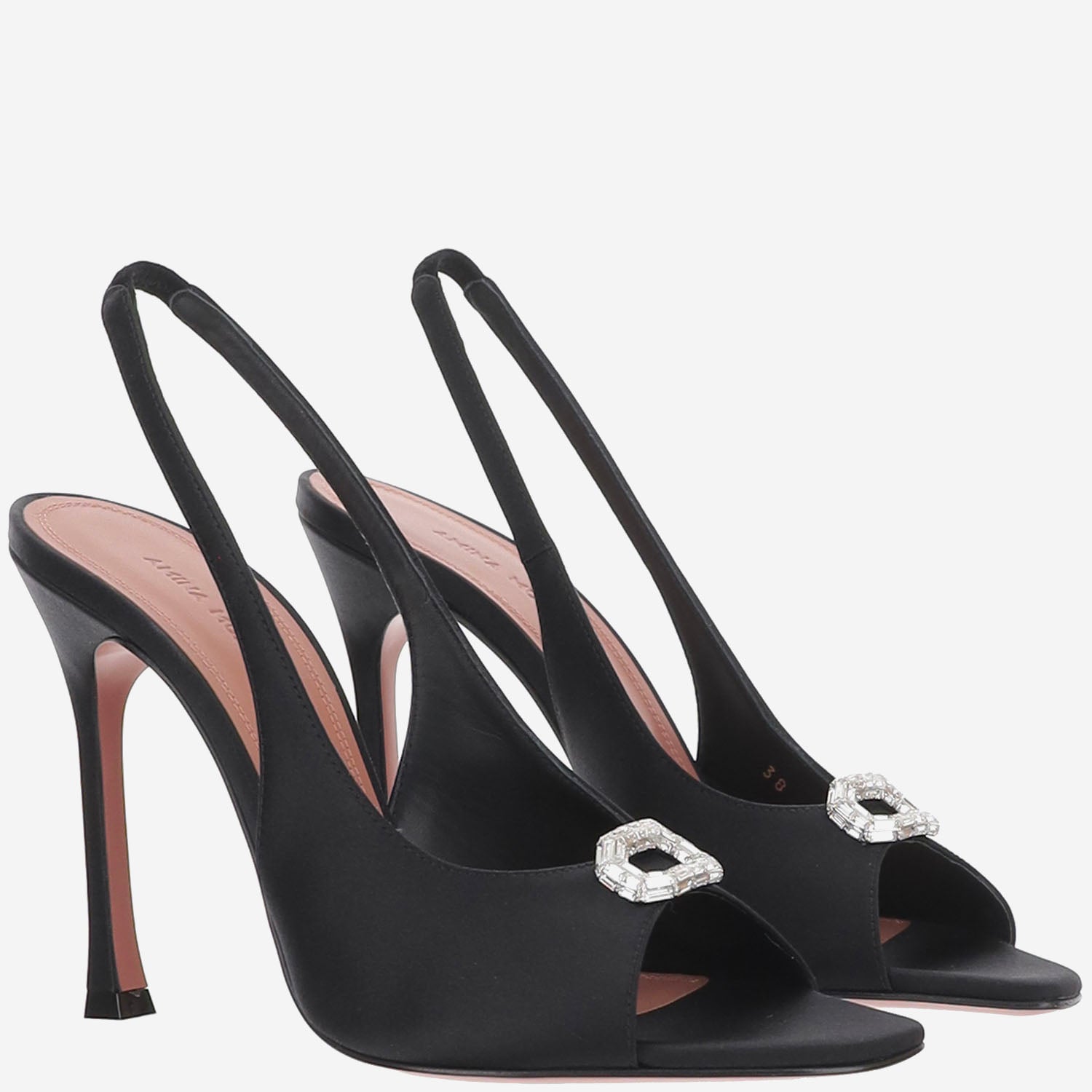 SANDALI SLINGBACK IN RASO CON CRISTALLI MINICAMELIASLING105 CLACKCRYSTAL AMINA MUADDI 