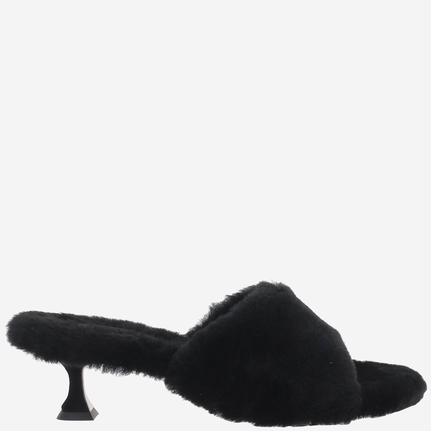 SANDALI IN SHEARLING CON TACCO TAYLORSHEARLINGSLIPPER45 BLACK AMINA MUADDI 