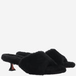 SANDALI IN SHEARLING CON TACCO TAYLORSHEARLINGSLIPPER45 BLACK AMINA MUADDI 