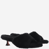 SANDALI IN SHEARLING CON TACCO TAYLORSHEARLINGSLIPPER45 BLACK AMINA MUADDI 