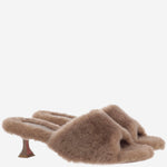 SANDALI IN SHEARLING CON TACCO TAYLORSHEARLINGSLIPPER45 CHESTNUT AMINA MUADDI 