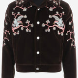 CAMICIA IN VELLUTO DI COTONE CON RICAMI FLOREALI AM426JA061 0048 AMIRI 