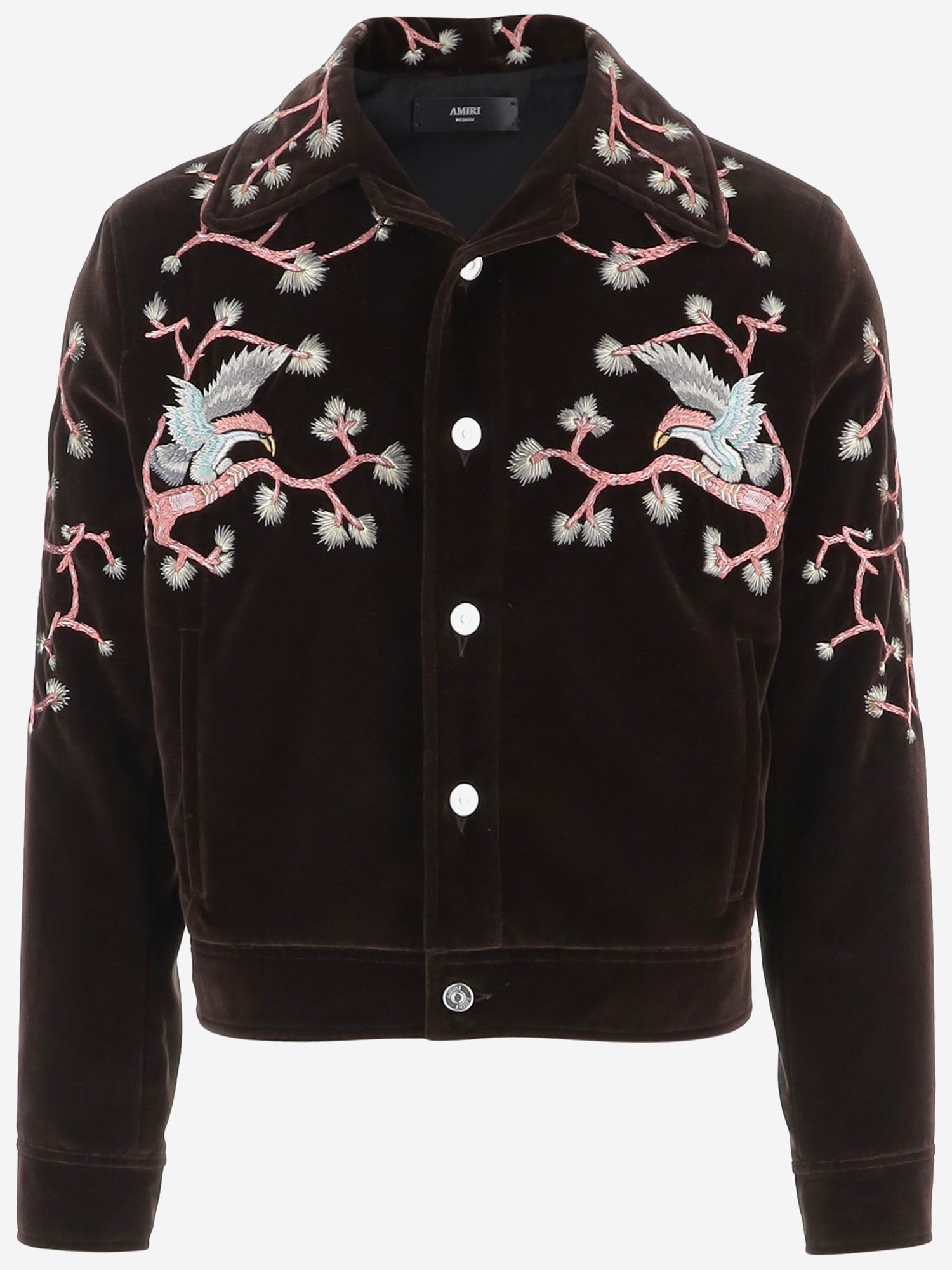 CAMICIA IN VELLUTO DI COTONE CON RICAMI FLOREALI AM426JA061 0048 AMIRI 