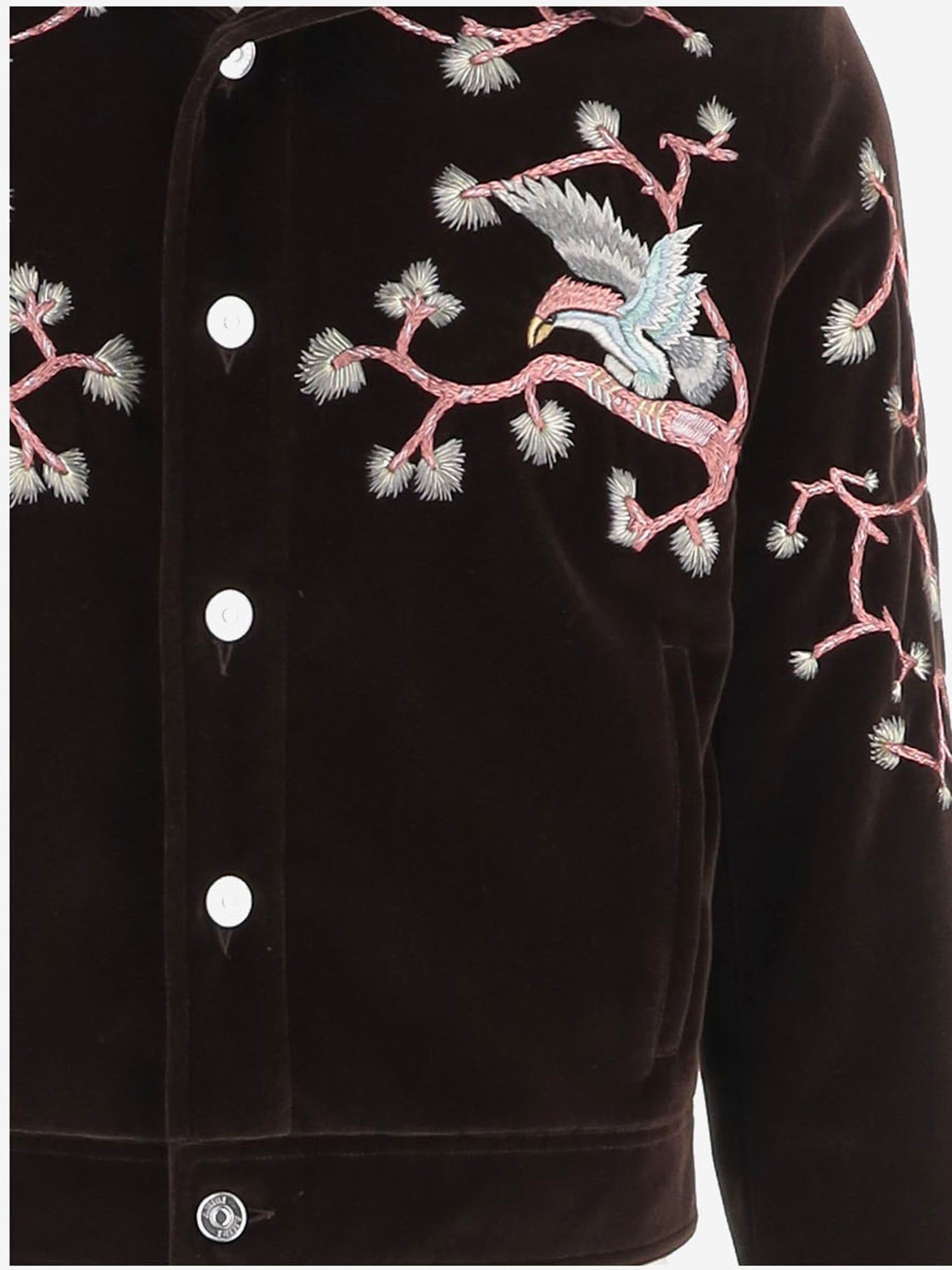 CAMICIA IN VELLUTO DI COTONE CON RICAMI FLOREALI AM426JA061 0048 AMIRI 