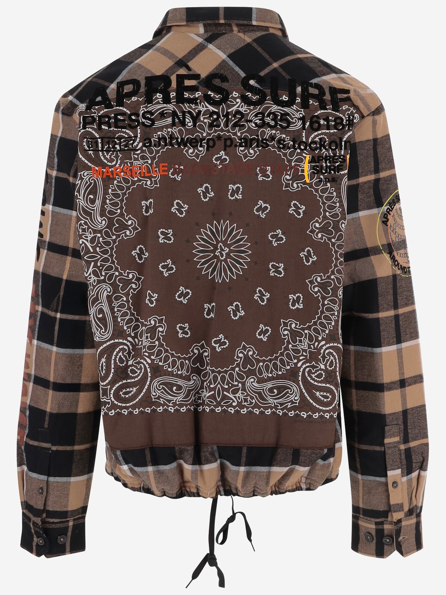GIACCA IN COTONE CON MOTIVO CHECK MYWAVECAR CAMEL APRES SURF 