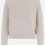 MAGLIONE IN MISTO CASHMERE CON TRECCIA E SEQUIN KNJP950A 263 ARCH4 