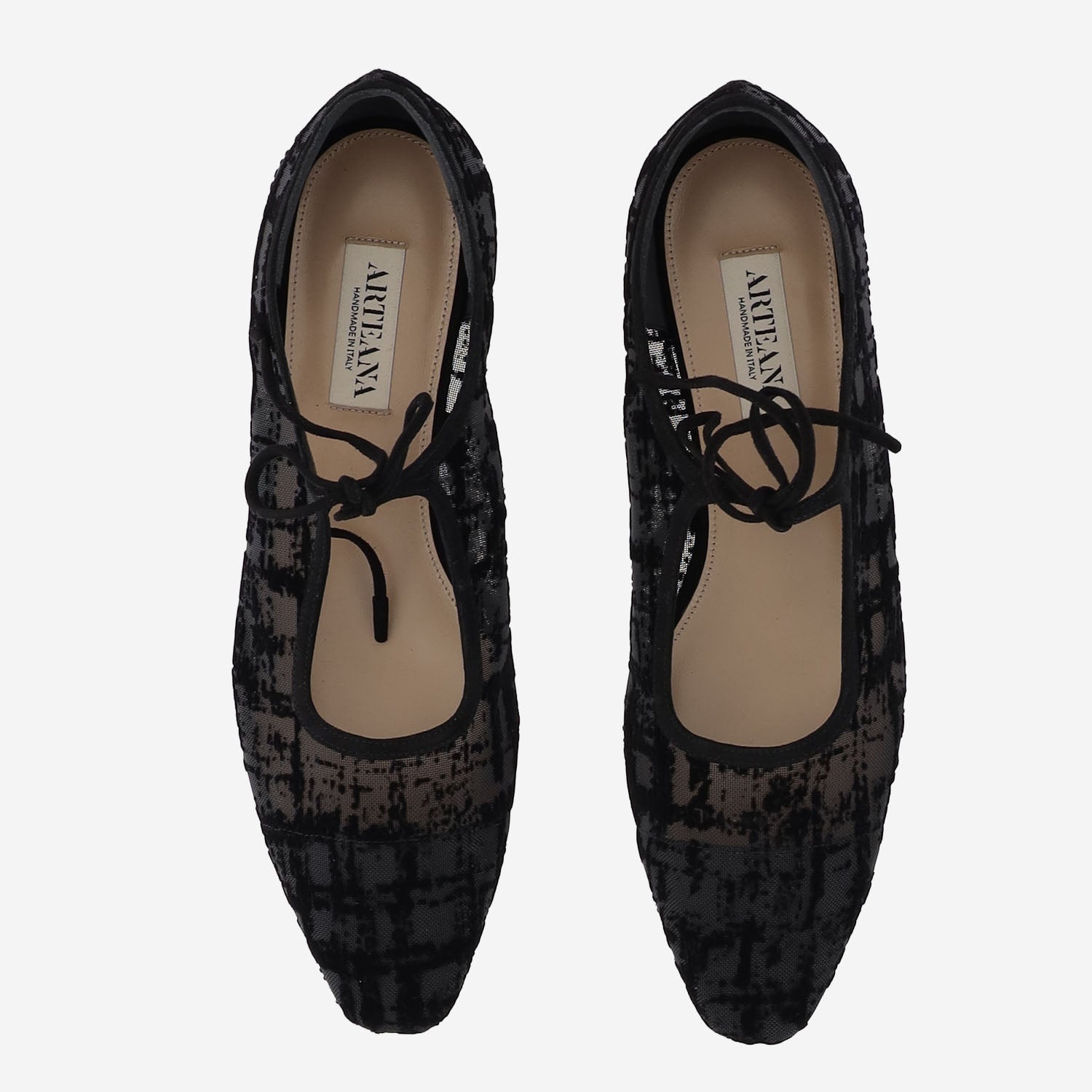 BALLERINE IN RETE E PELLE AW26MARFLBLAFL BLACK ARTEANA 