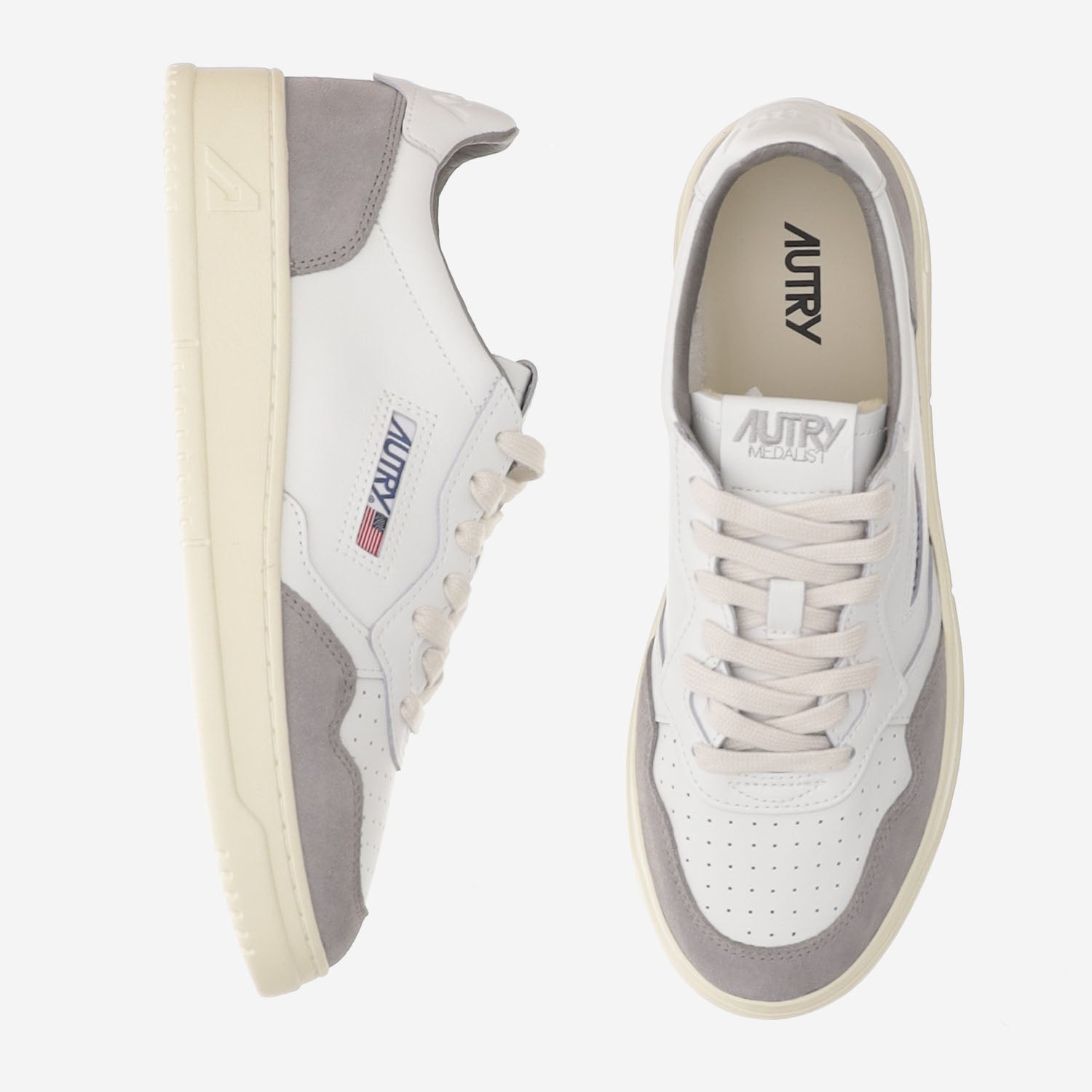 SNEAKERS MEDALIST LOW IN PELLE AULMFT15 SOFLEASUEWHTCEMENTO AUTRY 