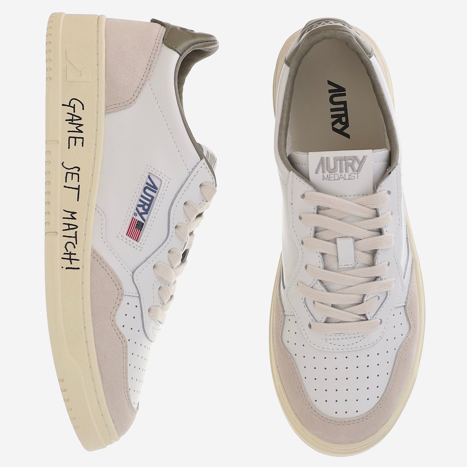 SNEAKERS MEDALIST LOW IN PELLE AULMMA11 MATCHSUEDEWHTCOVGRN AUTRY 