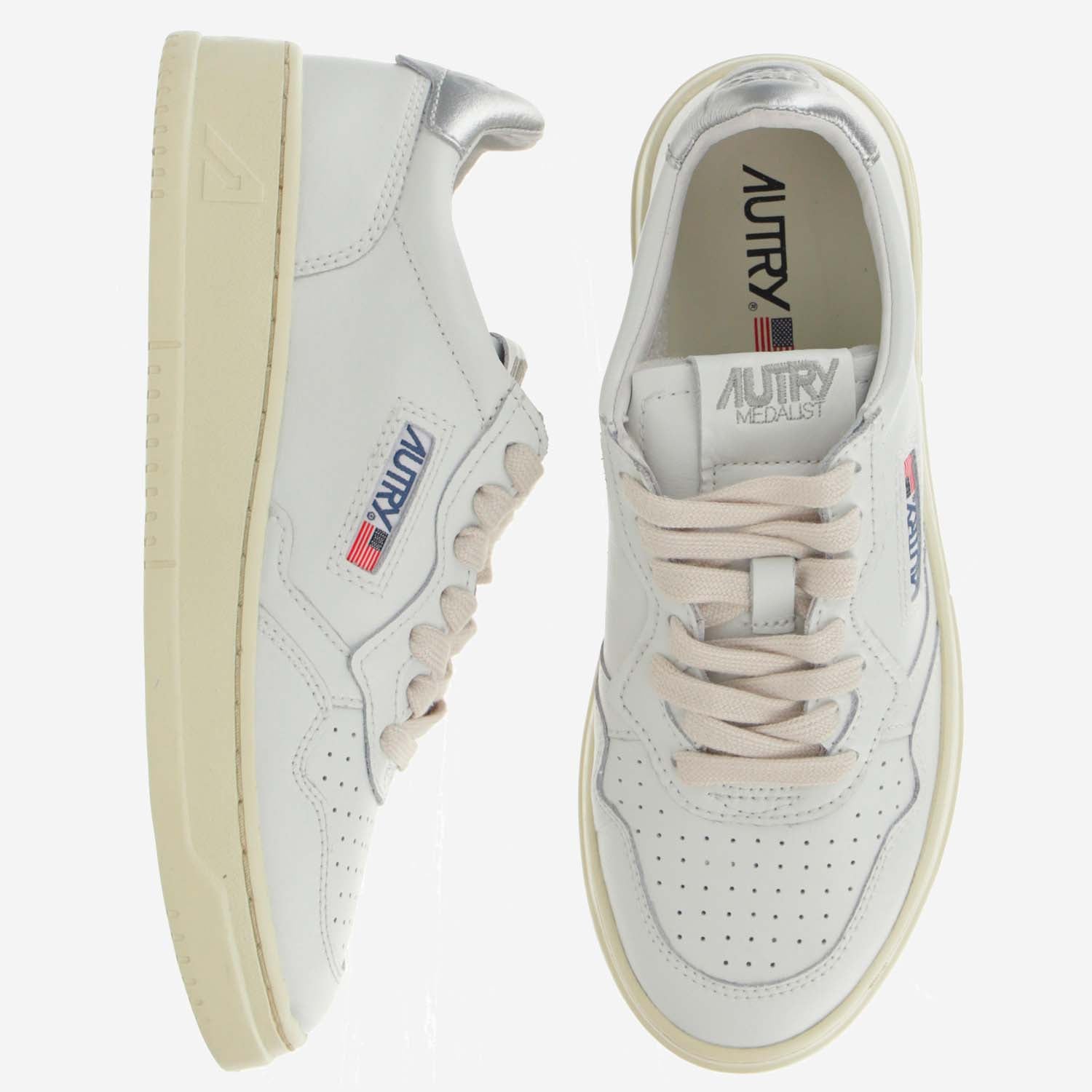 SNEAKERS LOW MEDALIST AULWLL05 LEATLEATWHTSILVER AUTRY 