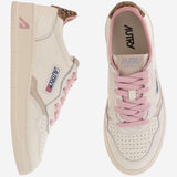 SNEAKERS MEDALIST LOW IN PELLE CON DETTAGLIO ANIMALIER AULWNZ01 ELESUEDEWHTLEOPRINT AUTRY 
