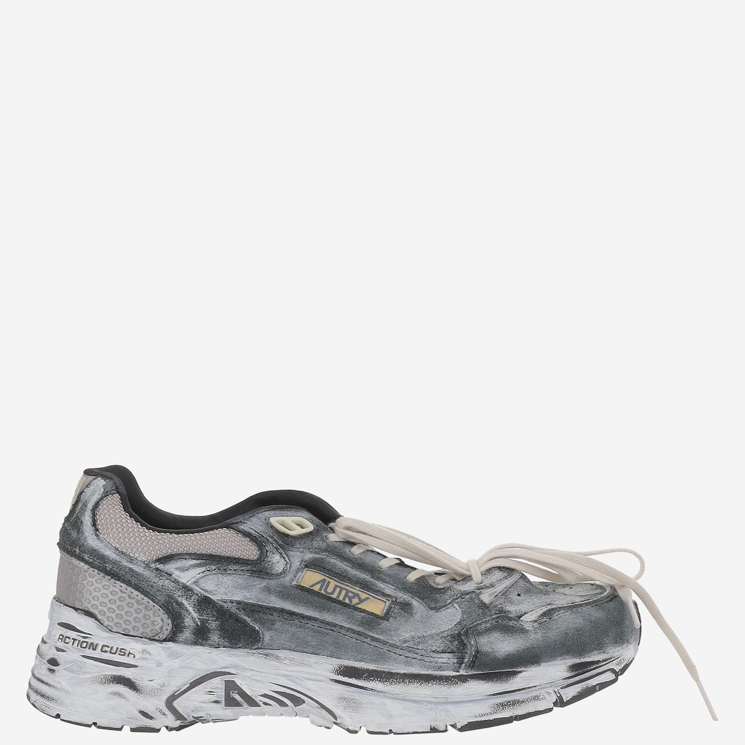 SNEAKERS SUPER VINTAGE IN PELLE E TESSUTO HVLMJB05 SUEMESHBLKSILV AUTRY 
