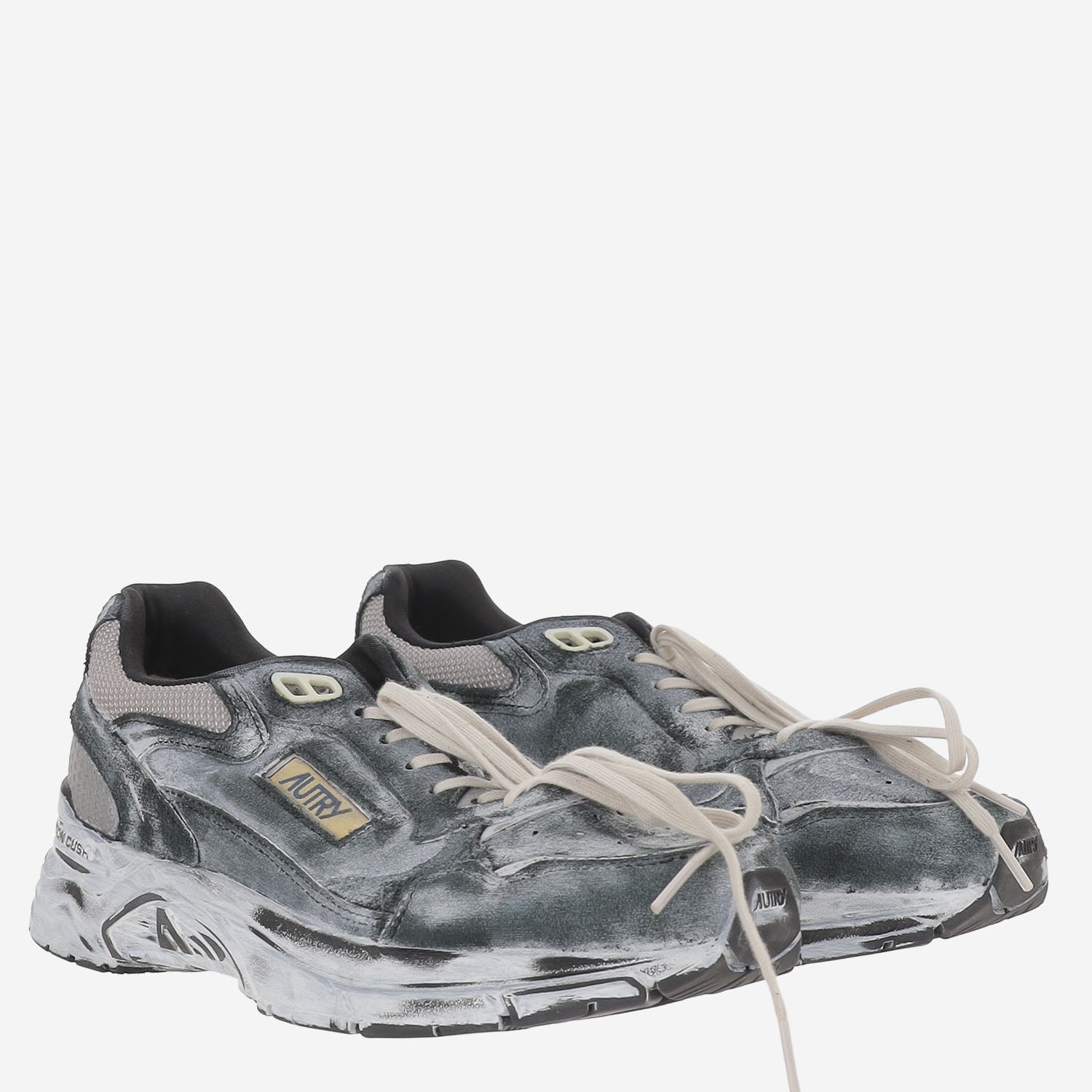 SNEAKERS SUPER VINTAGE IN PELLE E TESSUTO HVLMJB05 SUEMESHBLKSILV AUTRY 